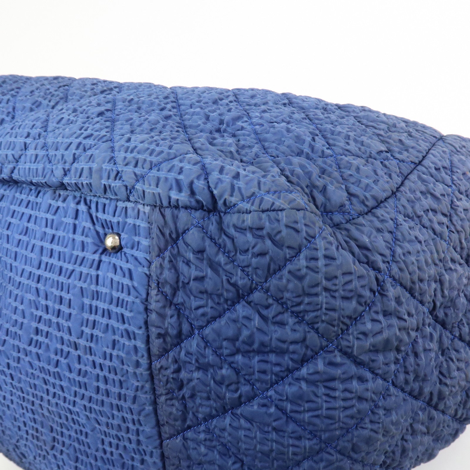 CHANEL Matelasse COCO Mark Nylon Patent Leather Shoulder Bag Blue