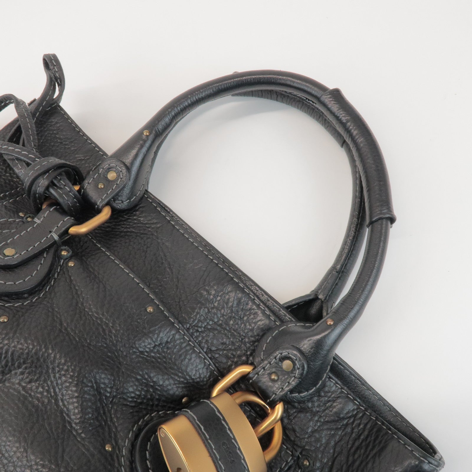 Chloe Paddington Leather Tote Bag Hand Bag Black