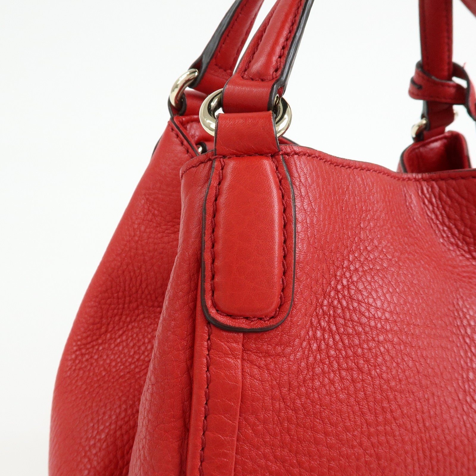 GUCCI SOHO Interlocking G Leather 2Way Bag Hand Bag Red 336751