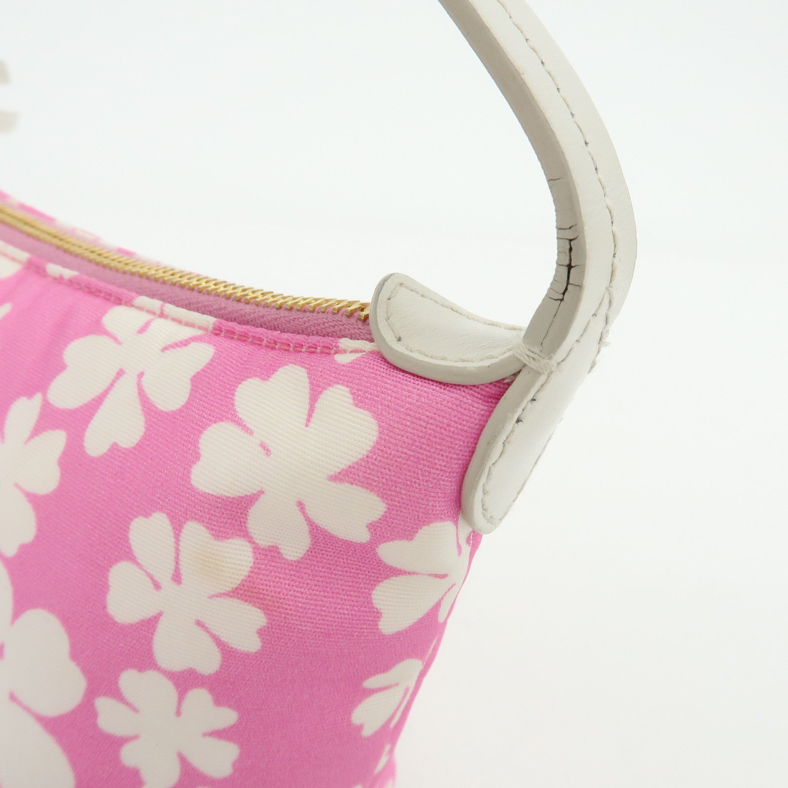 MIU MIU Spirit Canvas Leather Mini Hand Bag Pink White 5NE841