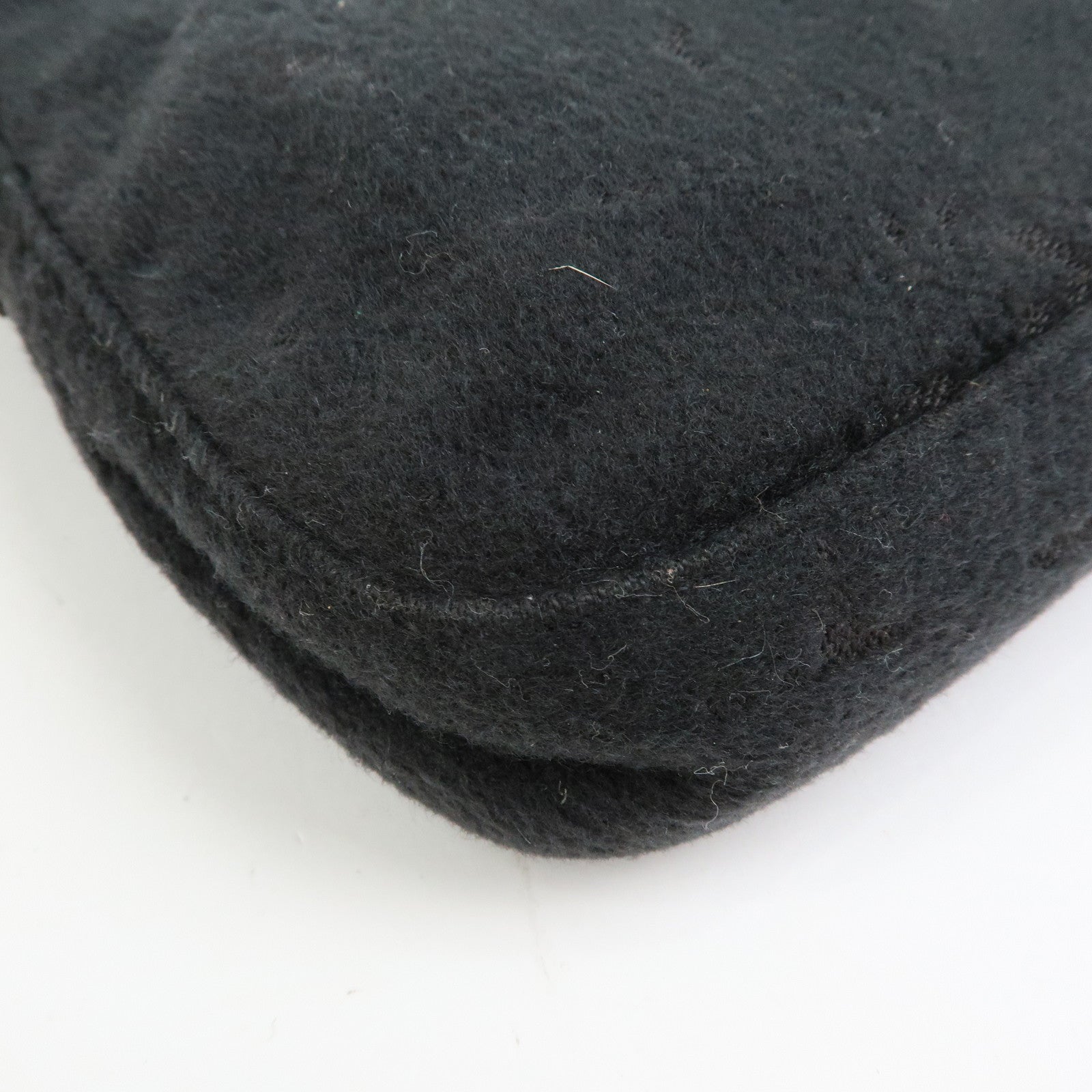 FENDI Mamma Baguette Wool Leather Shoulder Bag Hand Bag Black 26424