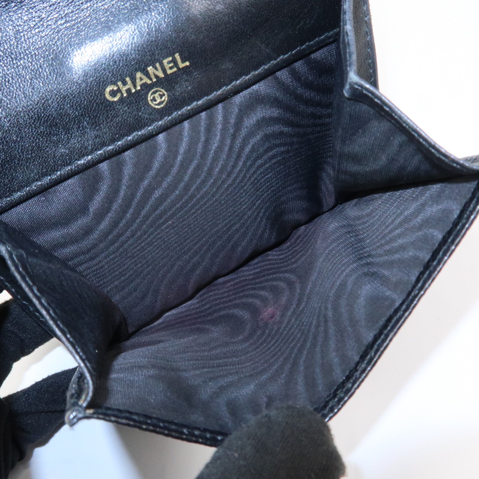 CHANEL COCO Mark W Hook Bi-fold Compact Wallet Black A01427
