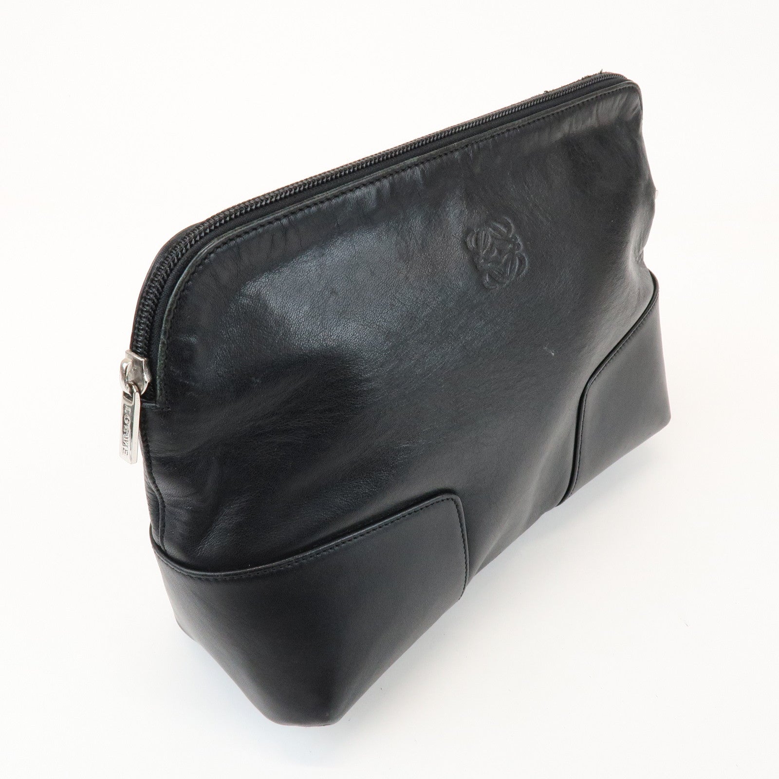 LOEWE Anagram Logo Leather Clutch Bag Black