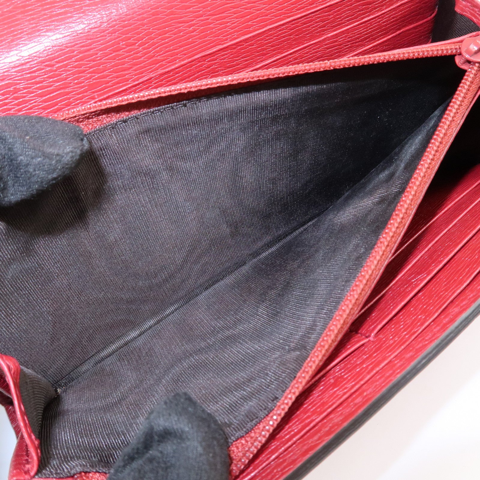 GUCCI Leather Long Wallet Flower Print Red 410100