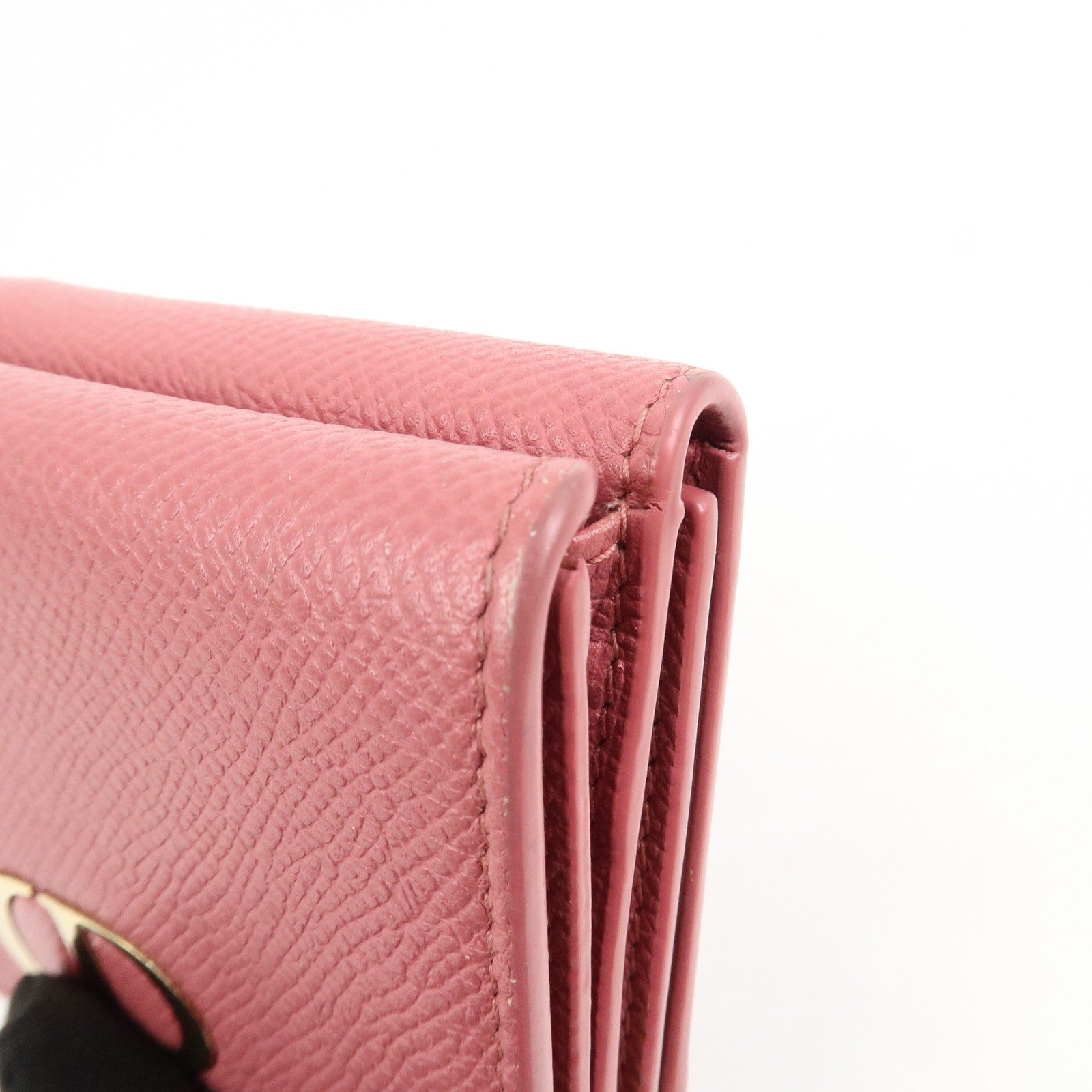 Christian Dior Logo Leather Tri-fold Small Compact Wallet Pink