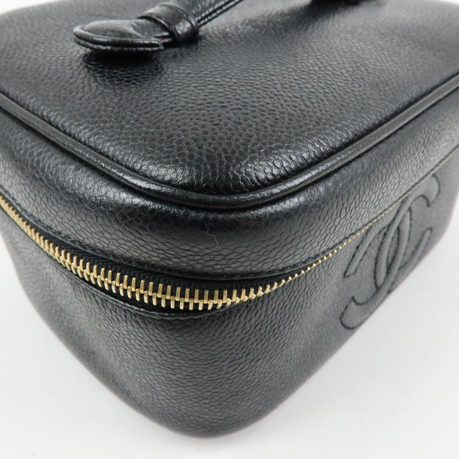 CHANEL COCO Mark Caviarskin Hand Bag Vanity Case Black A01997