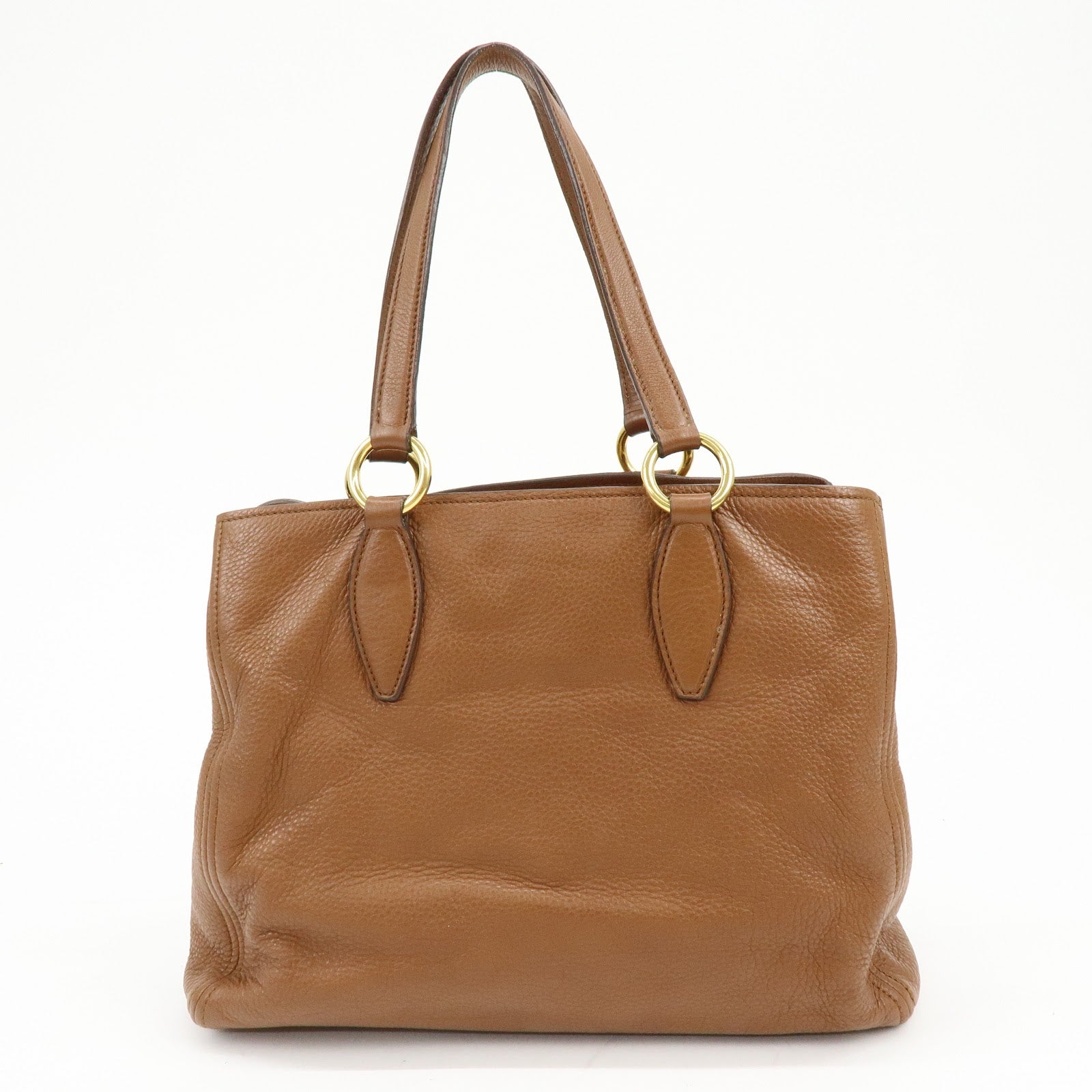 MIU MIU Madras Leather Tote Bag Shoulder Bag Brown