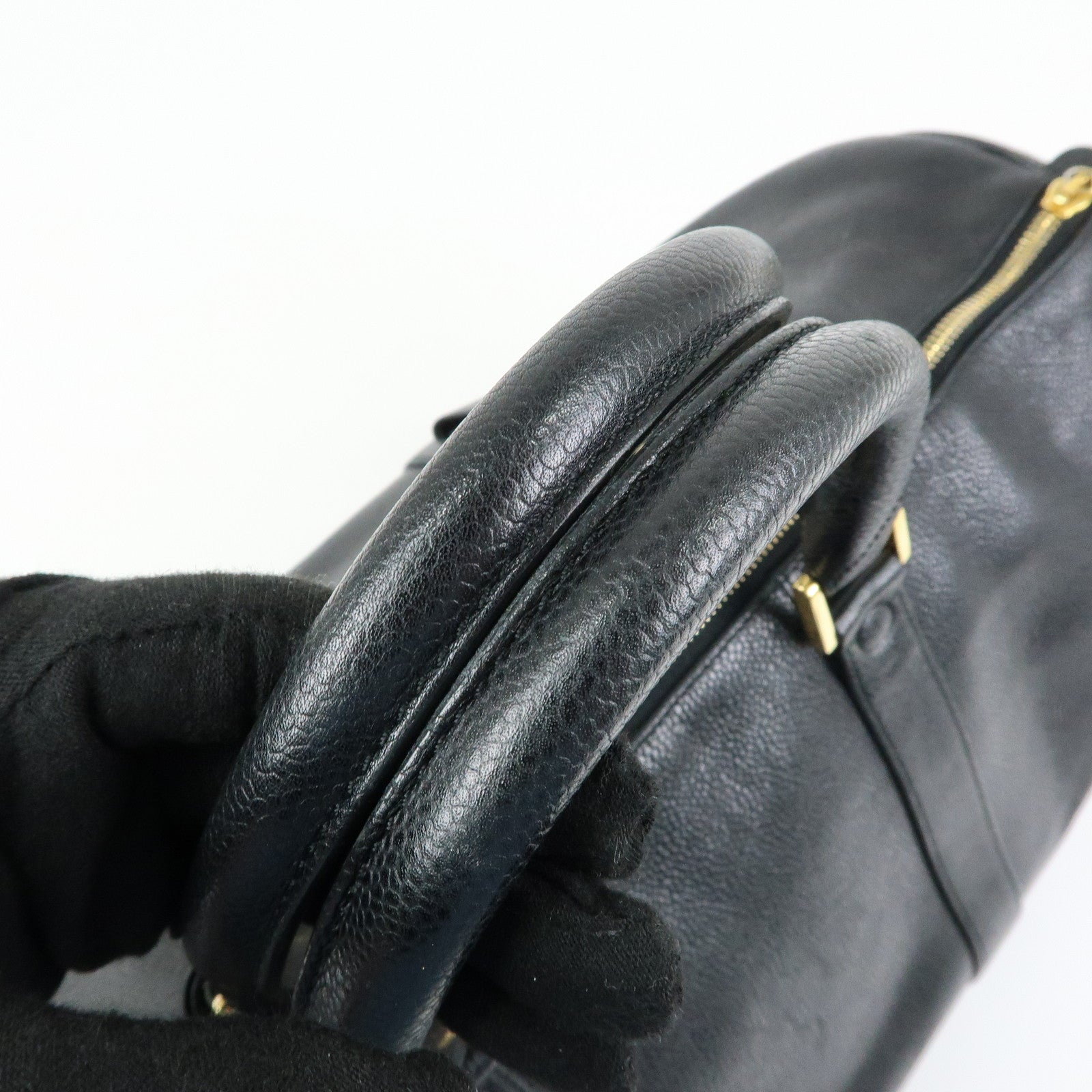 CHANEL COCO Mark Caviarskin Boston Bag Hand Bag Travel Bag Black