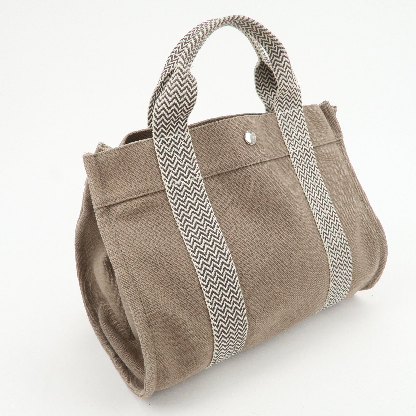 HERMES Cannes PM Canvas Tote Bag Hand Bag Beige