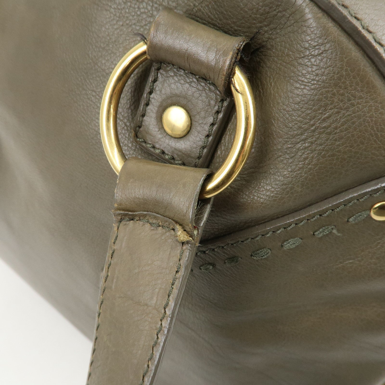 SAINT LAURENT PARIS Muse Leather Shoulder Bag Khaki 156464