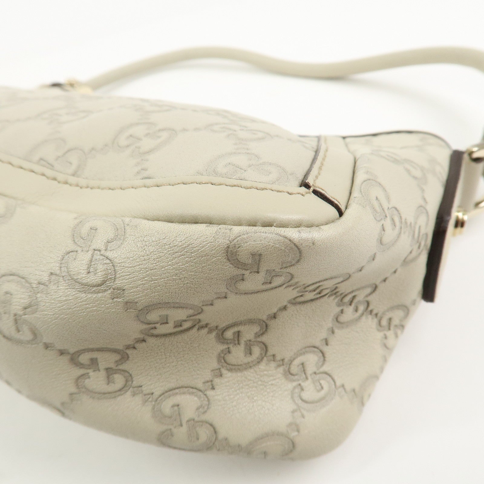 GUCCI Abbey Guccissima Leather Shoulder Bag Hand Bag Ivory 130939