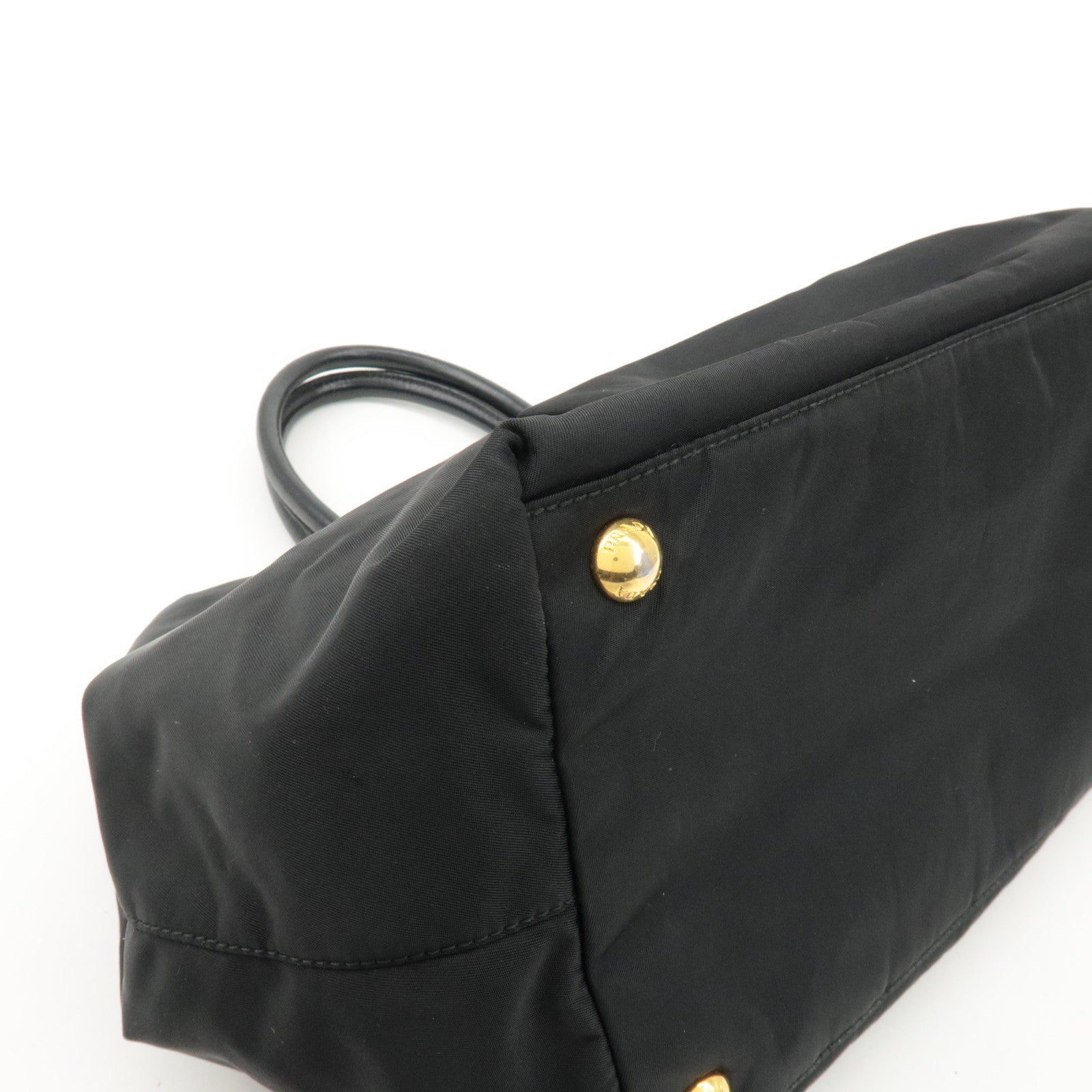 PRADA Nylon Leather Ribbon Hand Bag Tote Bag Black BN1601 Used