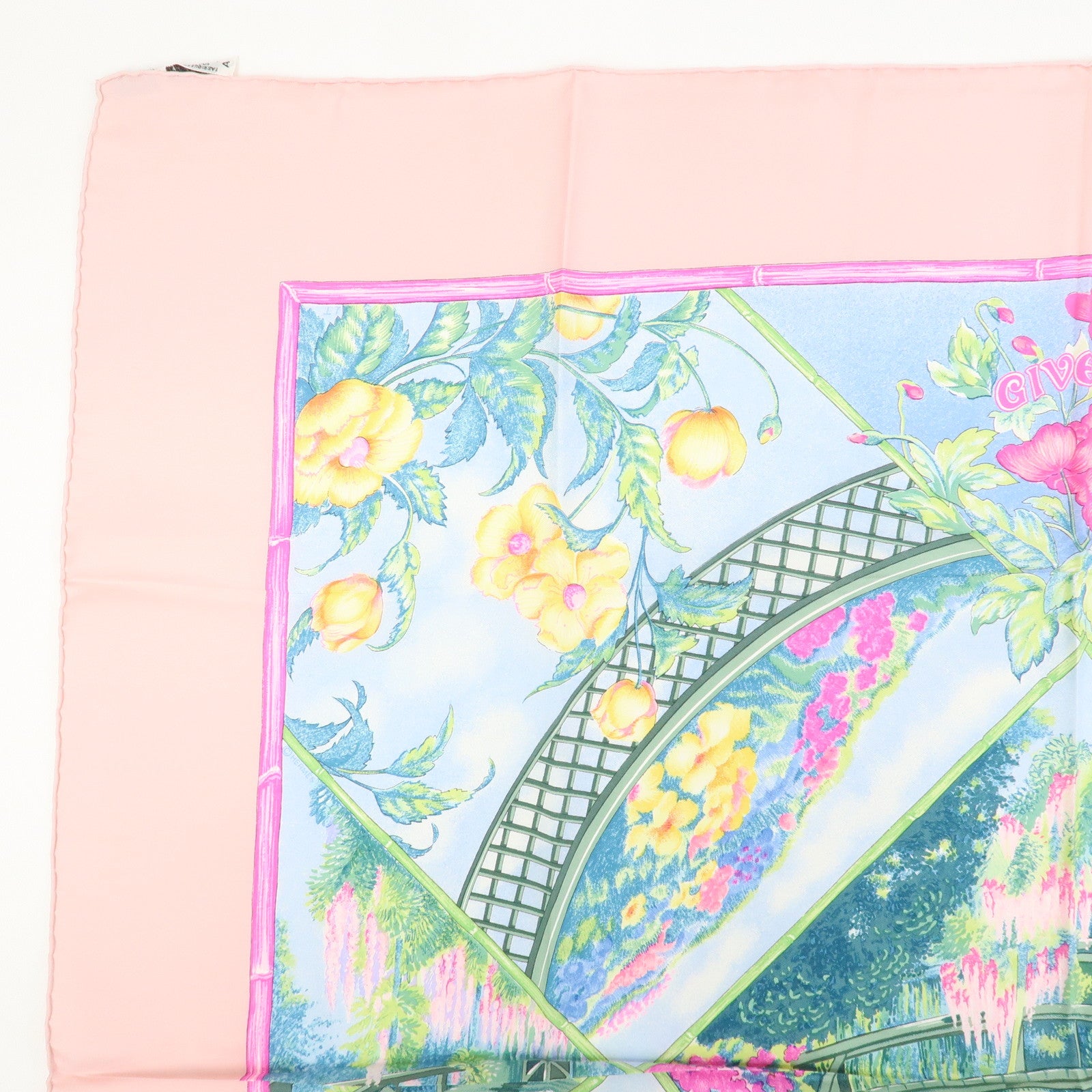 HERMES Carre 90 Silk 100% Scarf GIVERNY Pink Multicolor