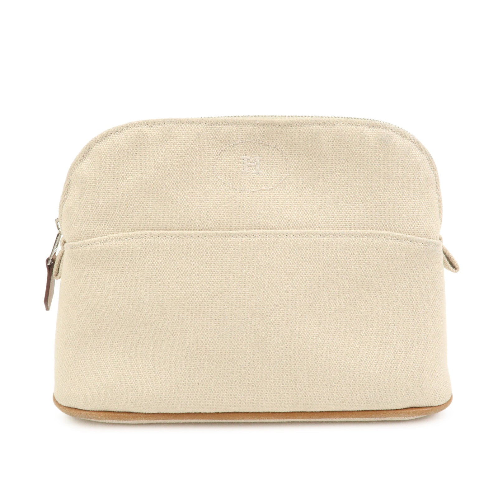 HERMES Bolide Mini Cotton Leather Pouch Natural