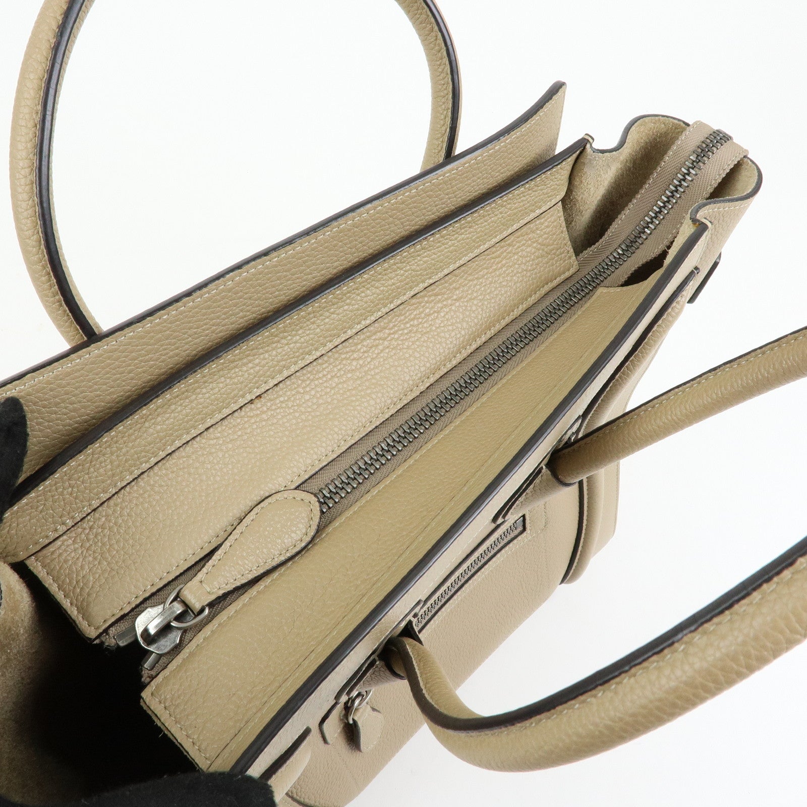 CELINE Luggage Calf Leather Tote Bag Hand Bag Beige