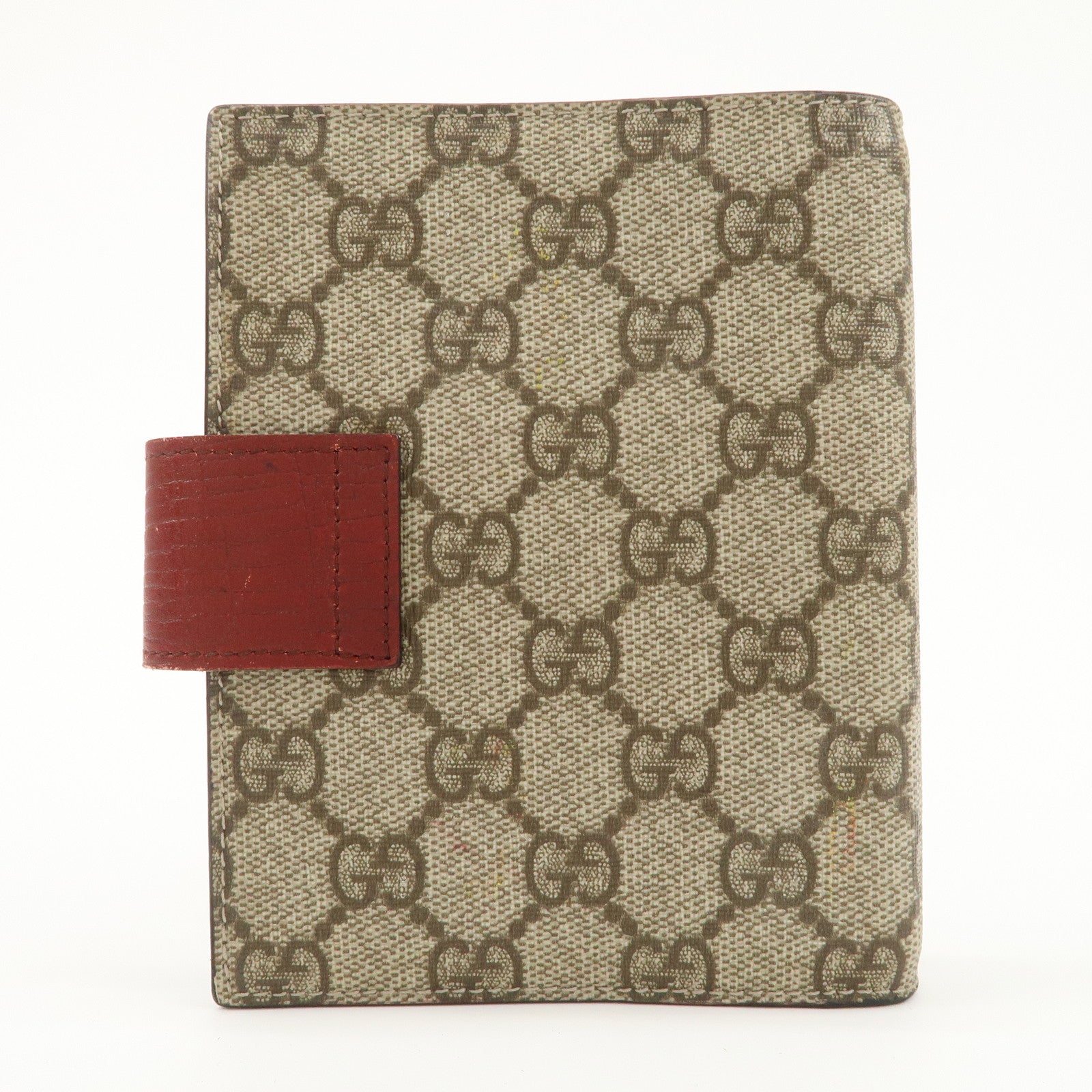 GUCC GG Supreme Canvas Leather Planner Cover Beige Brown 115240 Used