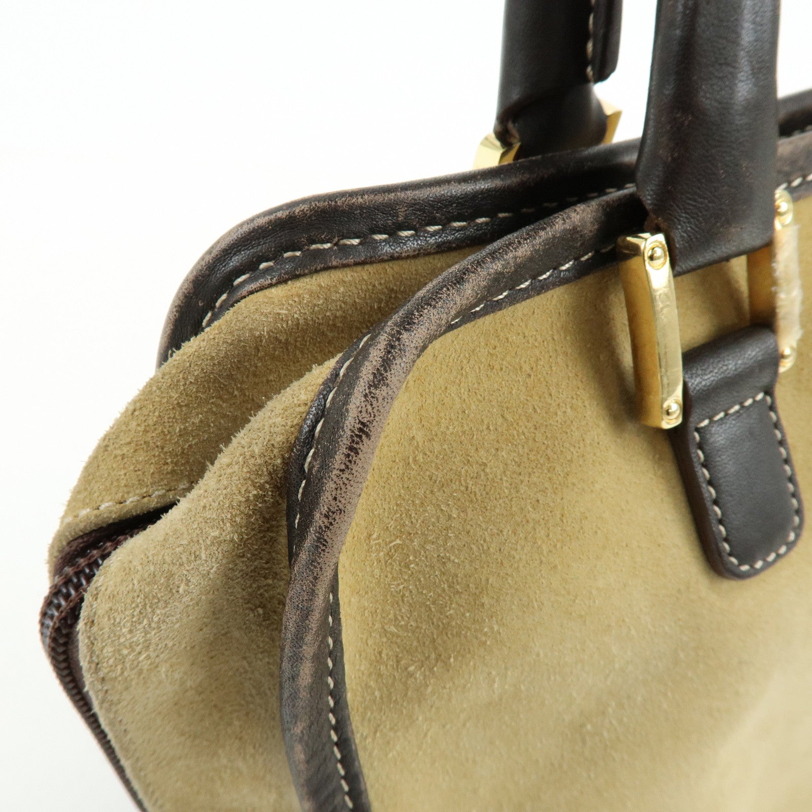 LOEWE Anagram Suede Leather Amazona 28 Hand Bag Brown