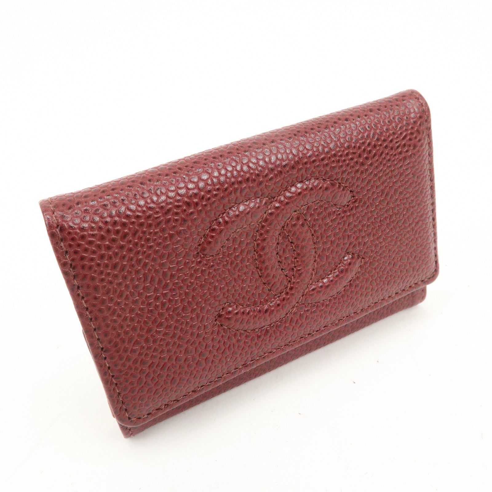 CHANEL COCO Mark Caviarskin 6 Rings Key Case Key Holder A13502