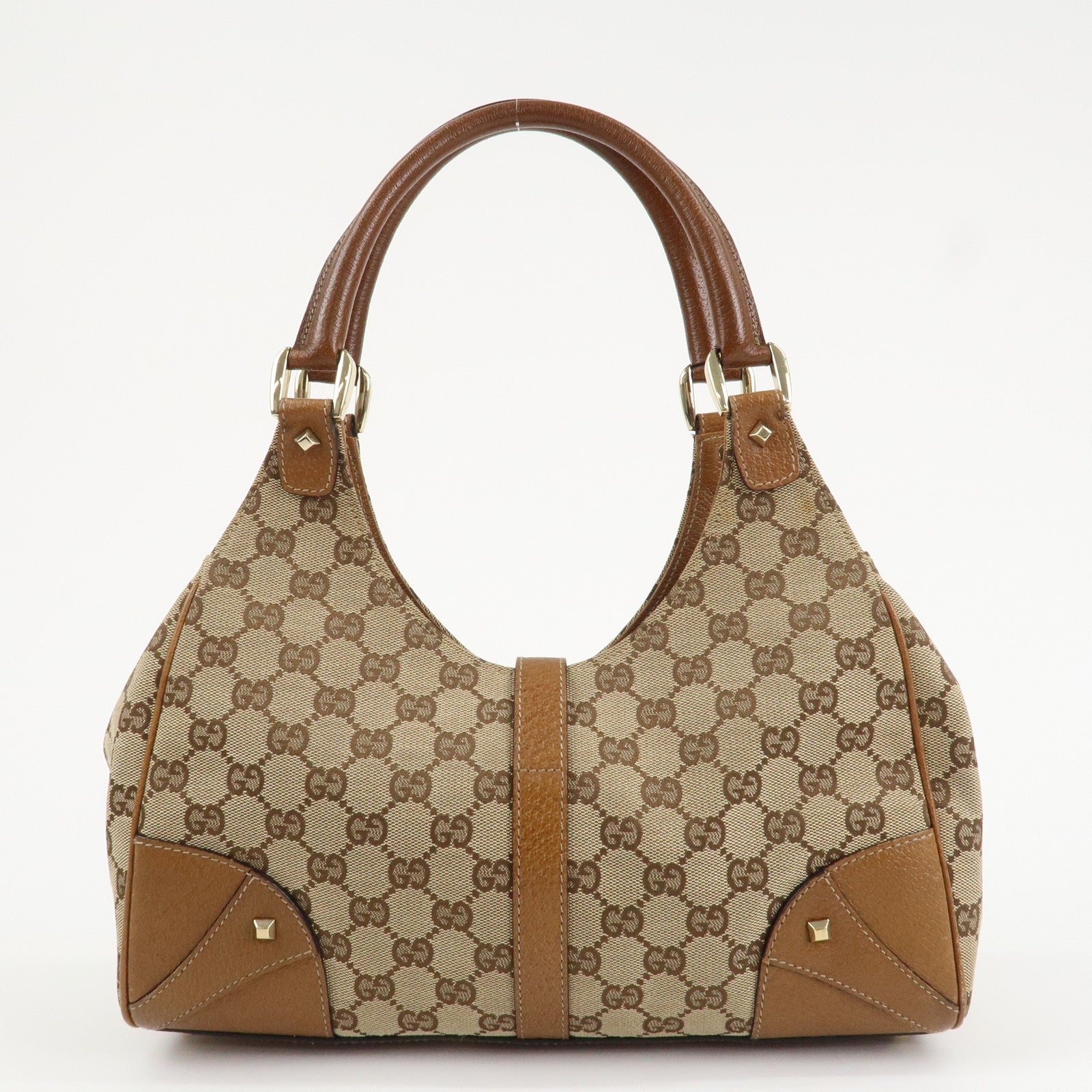GUCCI New Jackie GG Canvas Leather Shoulder Bag Brown 124407 Used