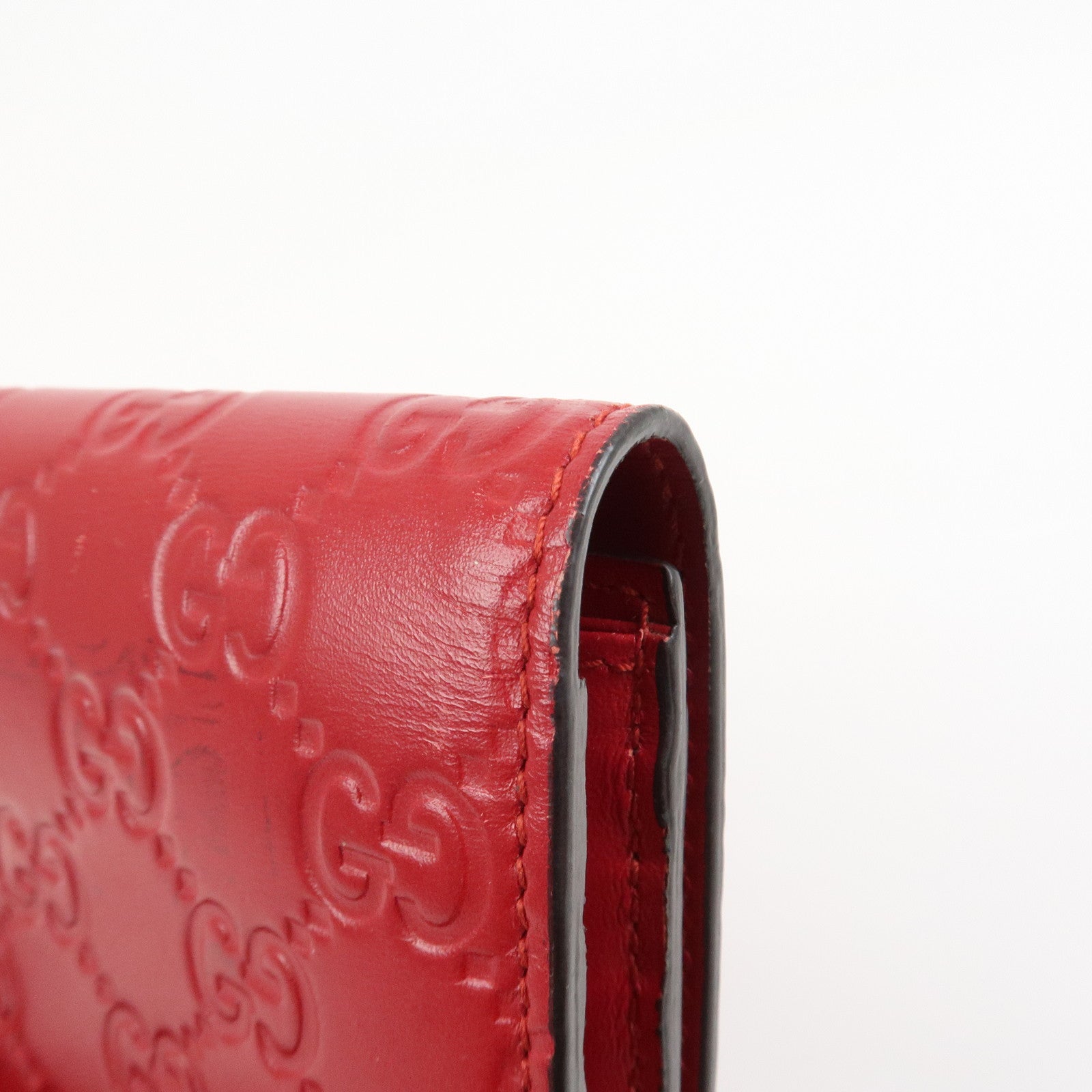 GUCCI Guccissima Interlocking G Flap Long Wallet Red 388679