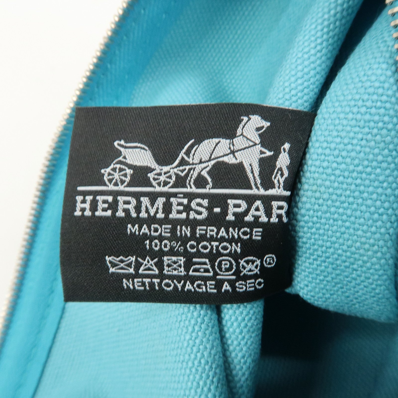 HERMES Bain Yachting Pouch GM Canvas Cosmetic Pouch Blue