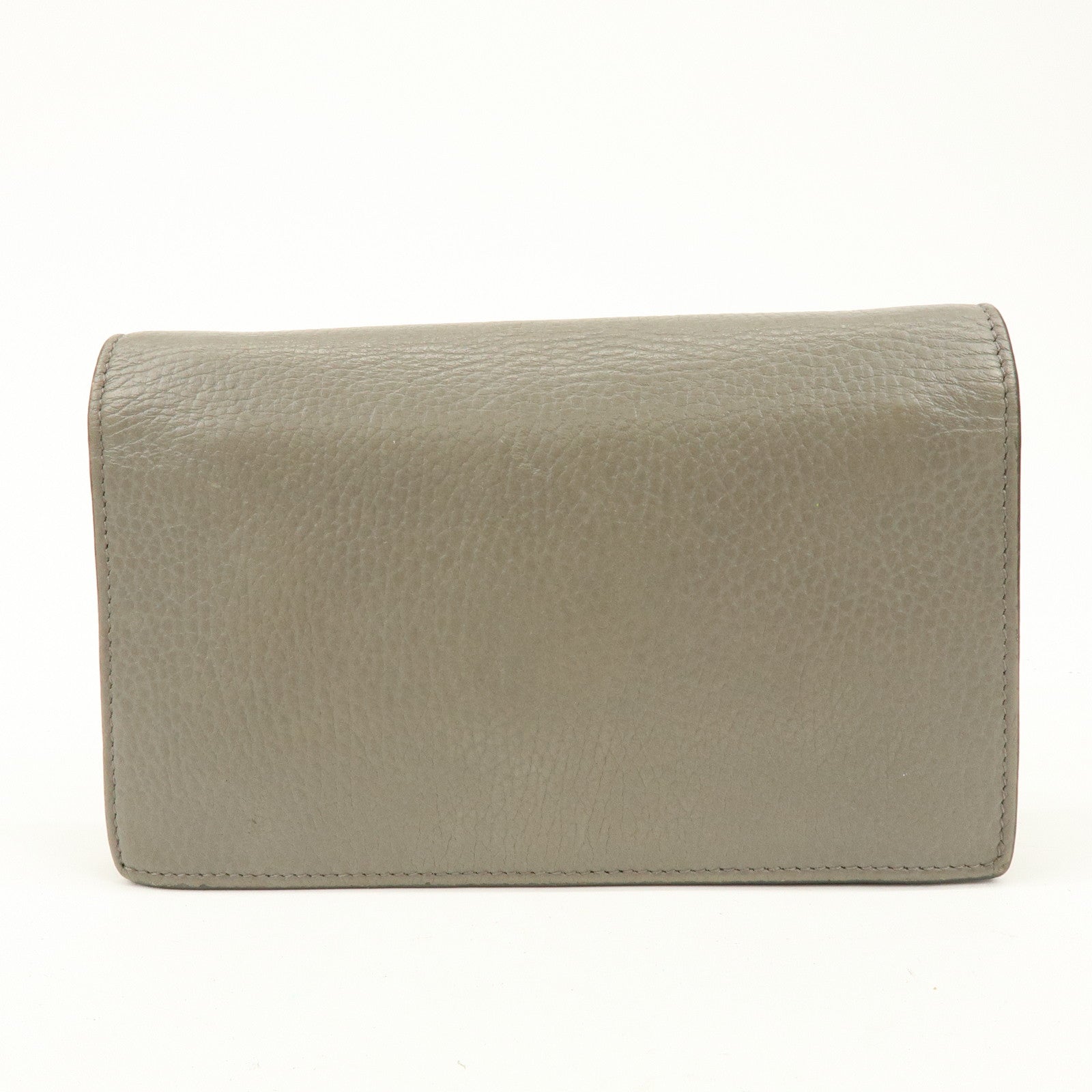 GUCCI Interlocking G Leather Chain Wallet Shoulder Bag Gray 510314