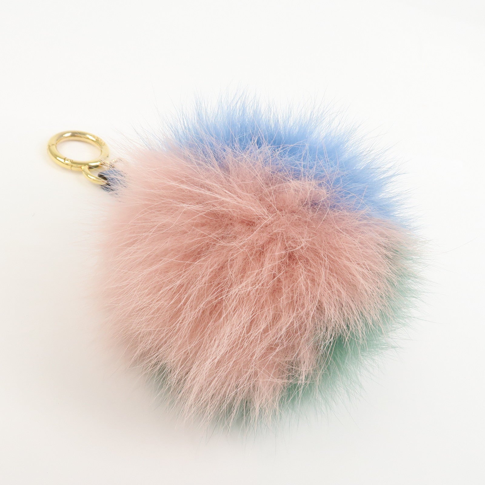 FENDI Pom Pom Fur Charm Key Chain Bag Charm Pink Green Blue 7AR259