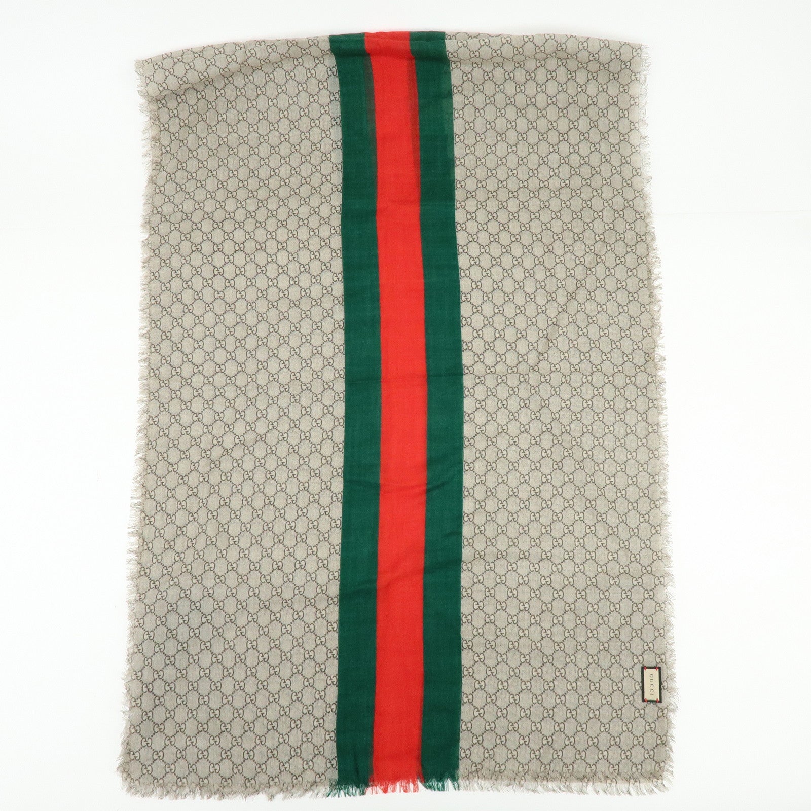 GUCCI Sherry GG Monogram Wool Scarf Shawl Beige 600950