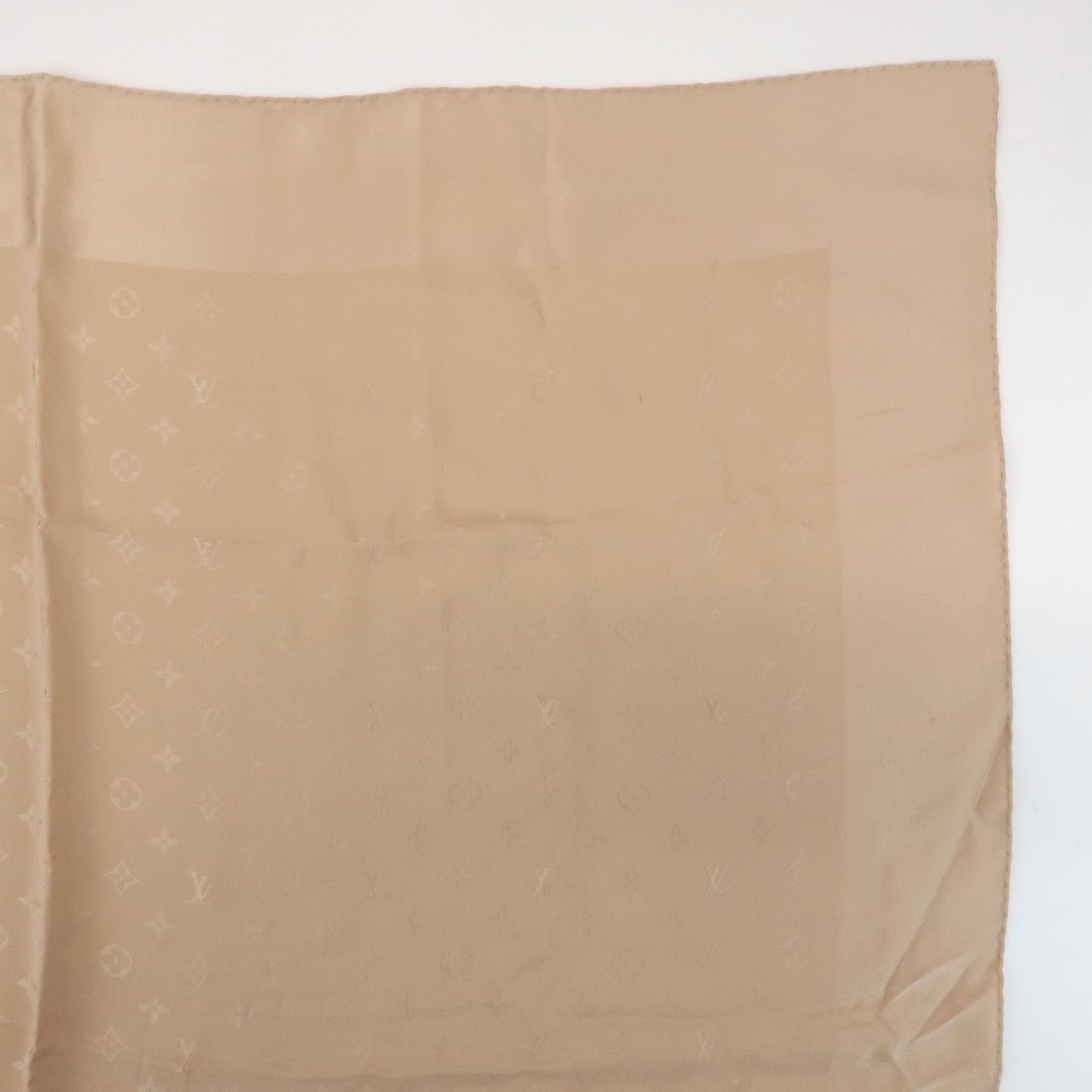 Louis Vuitton Monogram Carré Monaco Silk 100% Scarf Beige M71146