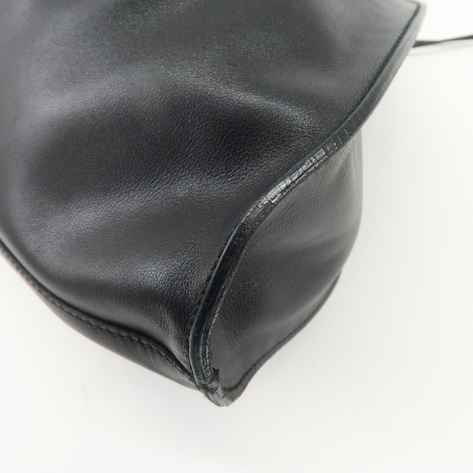 GUCCI Leather Tote Bag Hand Bag Black 76554