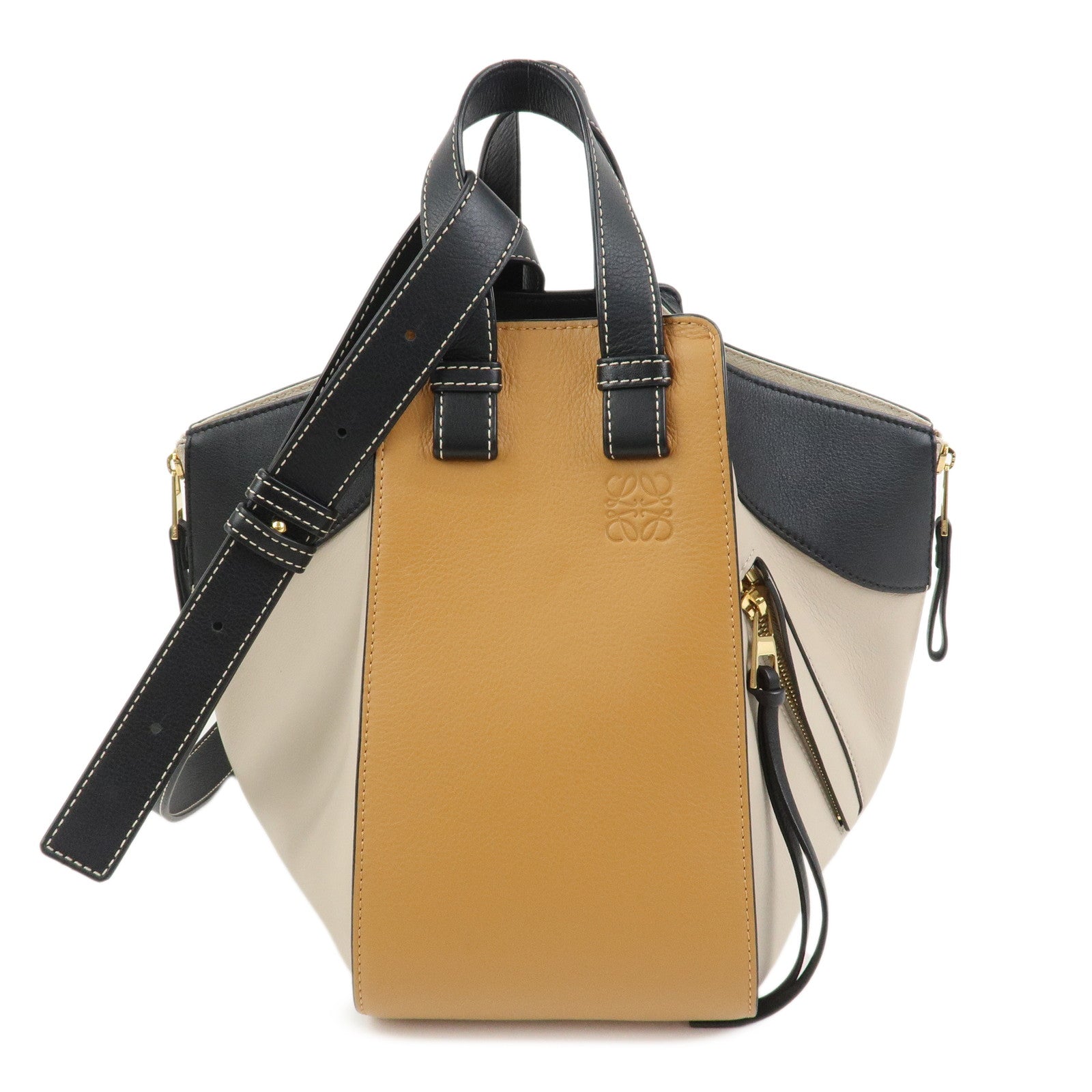 LOEWE Anagram Hammock Small Shoulder Bag Crossbody Bag Beige Black
