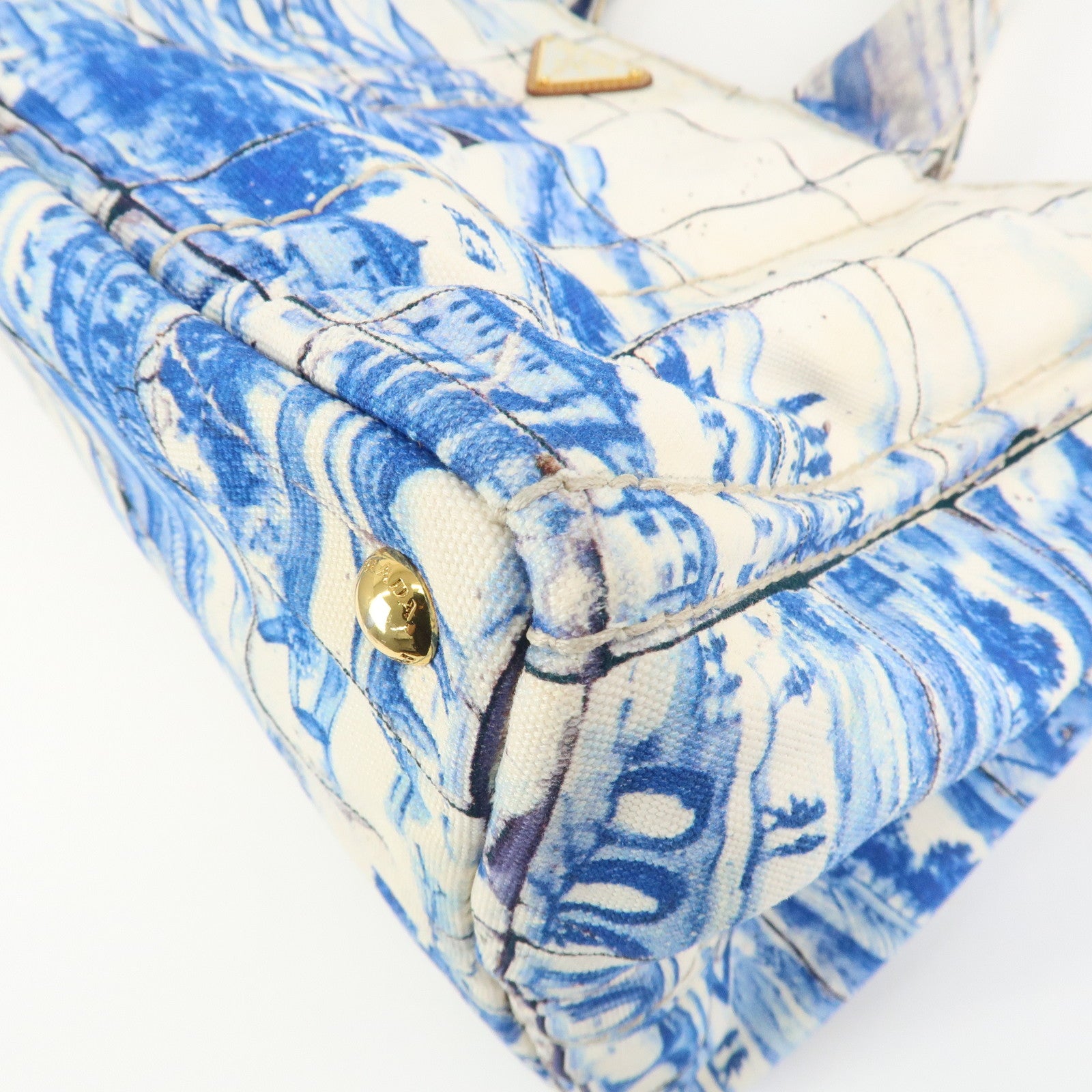 PRADA Canapa Large Denim 2Way Bag Tote Bag Shoulder Bag Blue B1872B