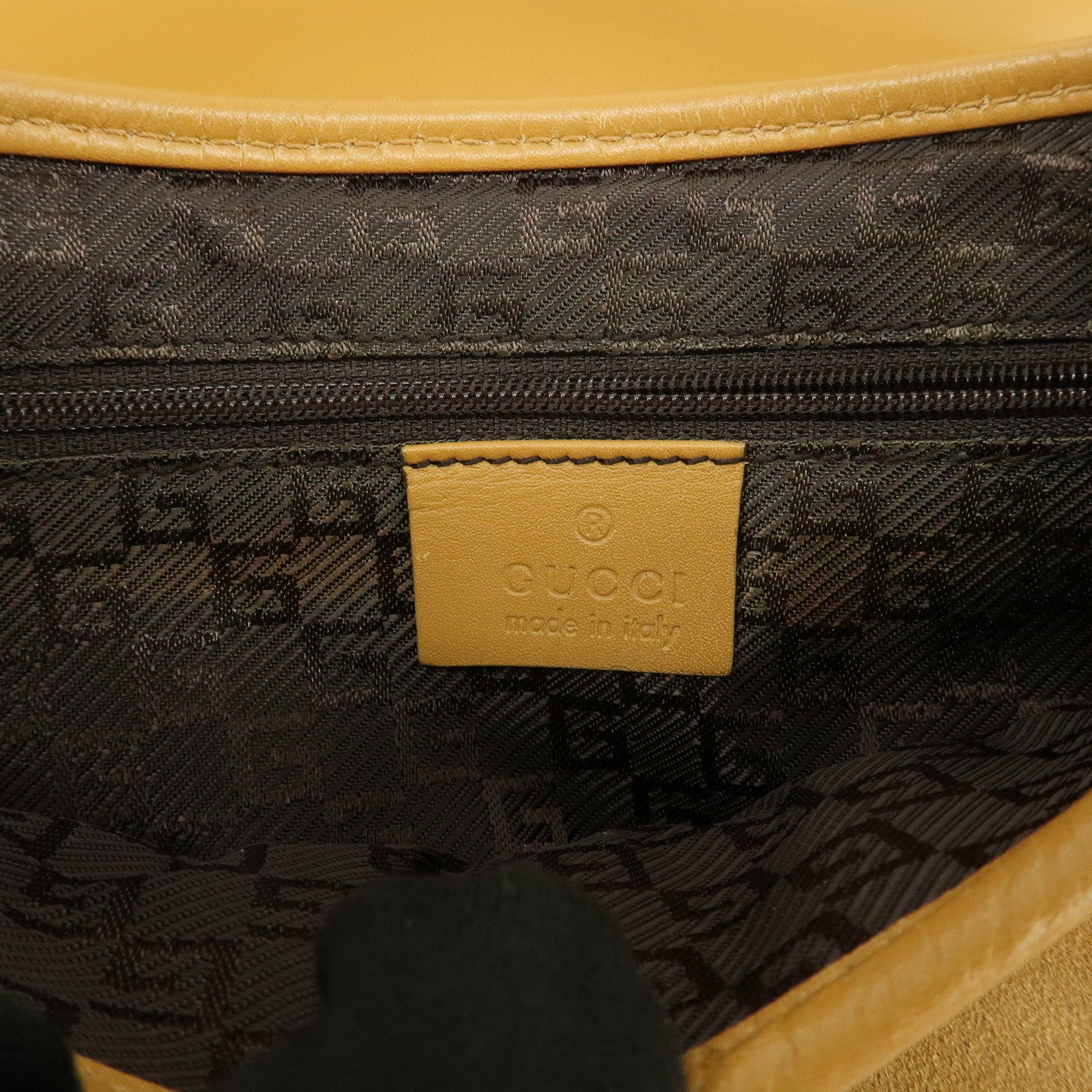 GUCCI Bamboo Suede Leather Kandinsky Shoulder Bag Yellow 001・4096