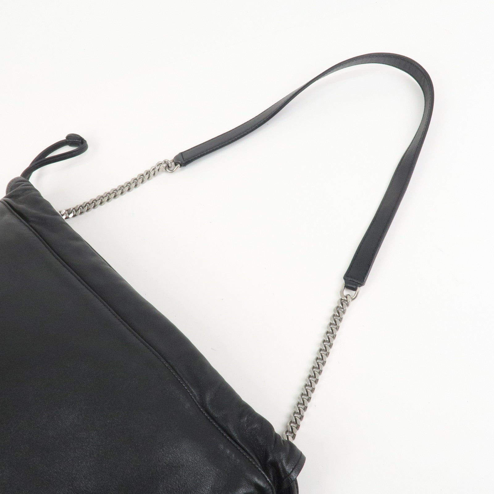 SAINT LAURENT PARIS TEDDY Lamb Skin Shoulder Bag Black 538447