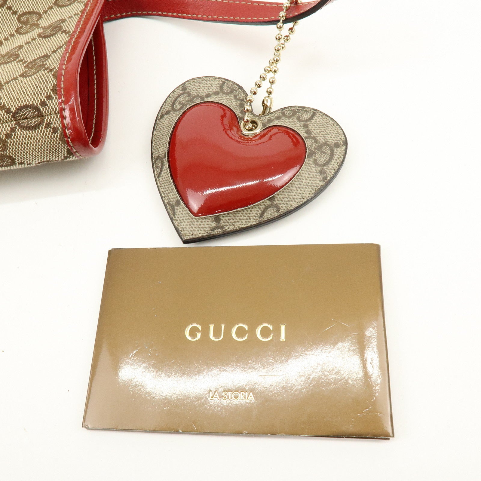GUCCI Gucciori GG Canvas Leather PVC Shoulder Bag Beige Red 212376