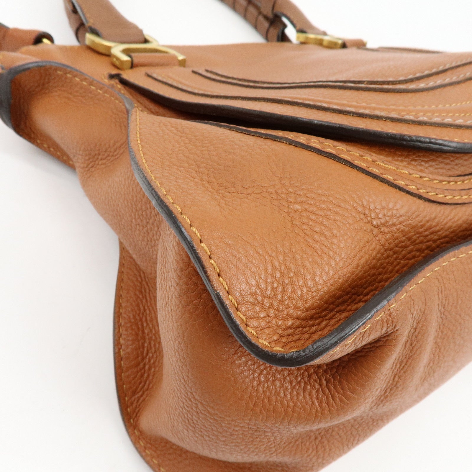 Chloe Marcie Leather Tote Bag Hand Bag Shoulder Bag Brown