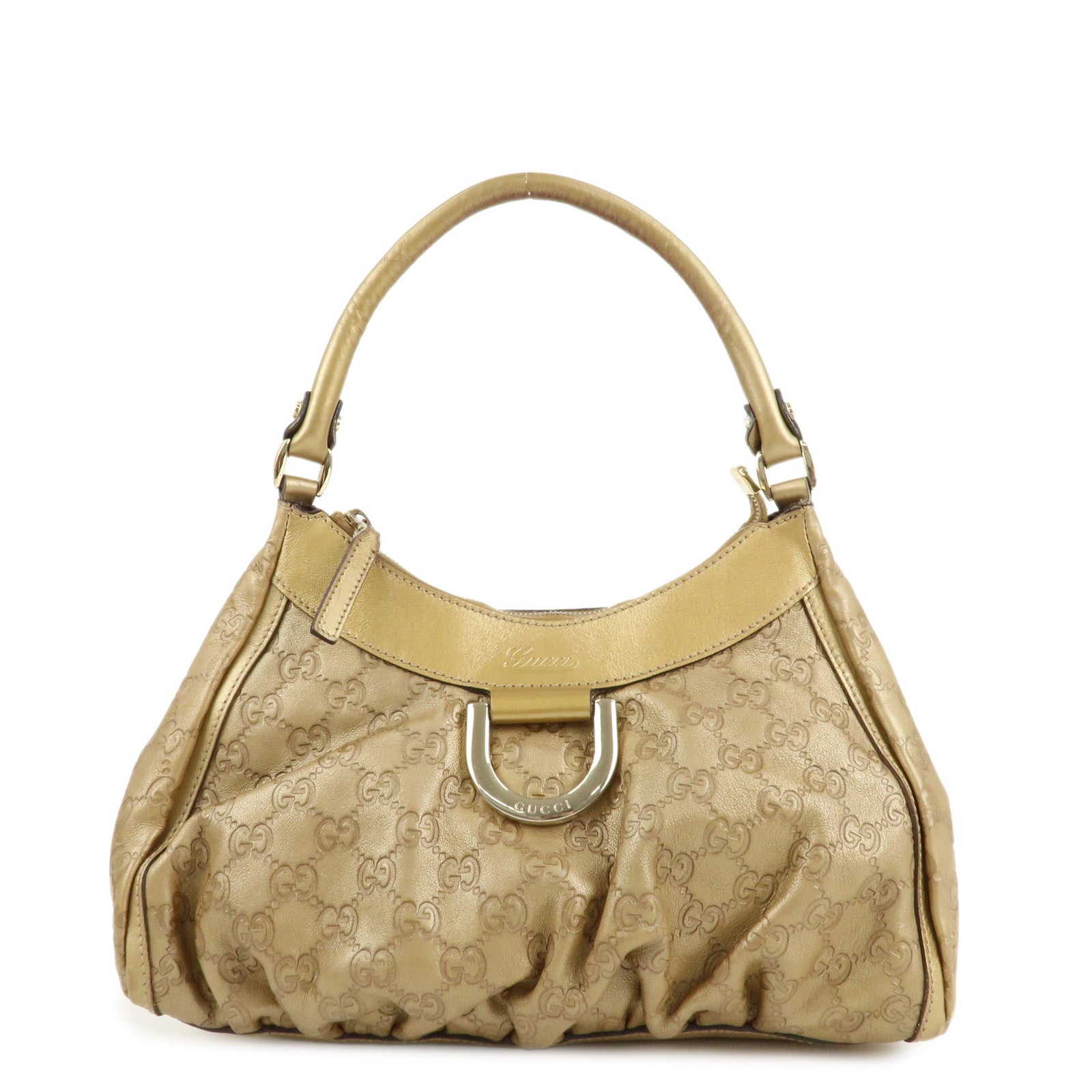 GUCCI Abbey Guccissima Leather Shoulder Bag Hand Bag Gold 190525 Used