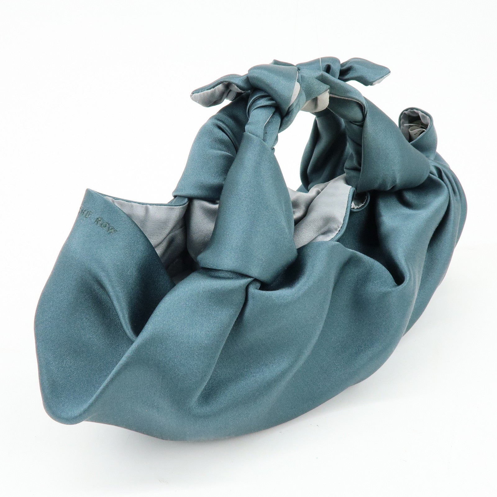 THE ROW Ascot Silk100% Hand Bag Emerald Green