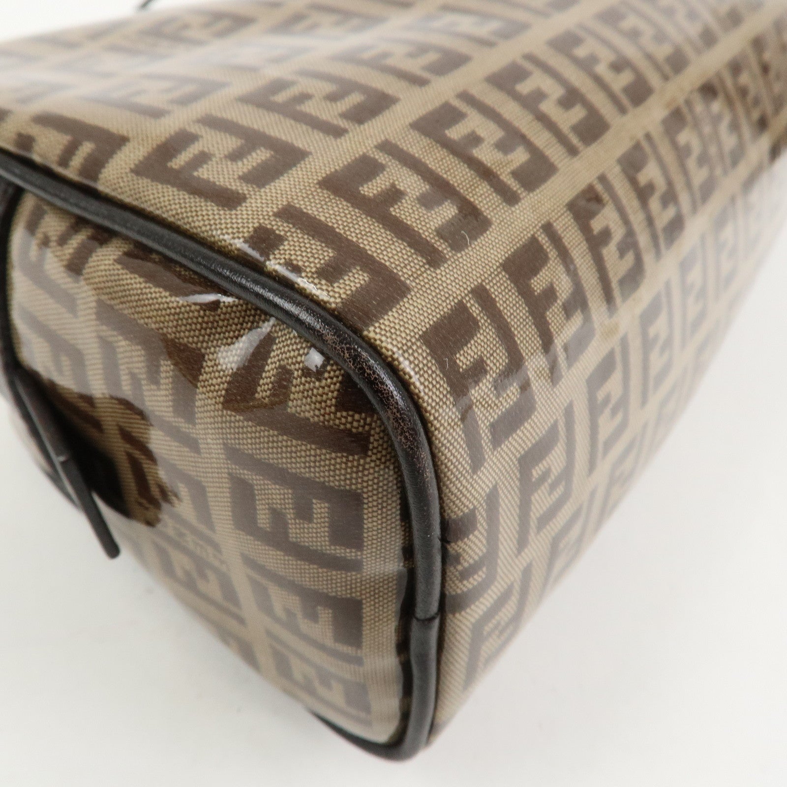 FENDI Zucchino PVC Leather Shoulder Bag Hand Bag Brown 8BL006