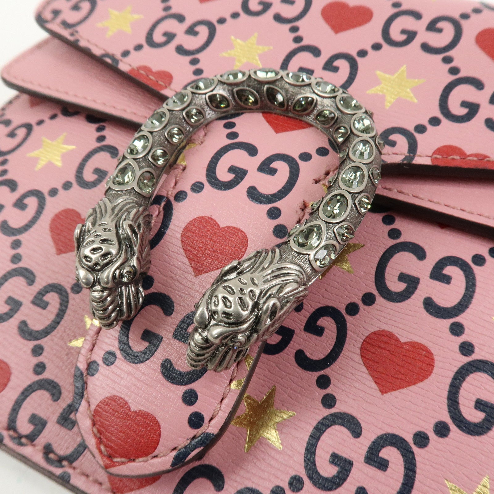 GUCCI Dionysus Leather Chain Shoulder Bag Valentine Limited 421970