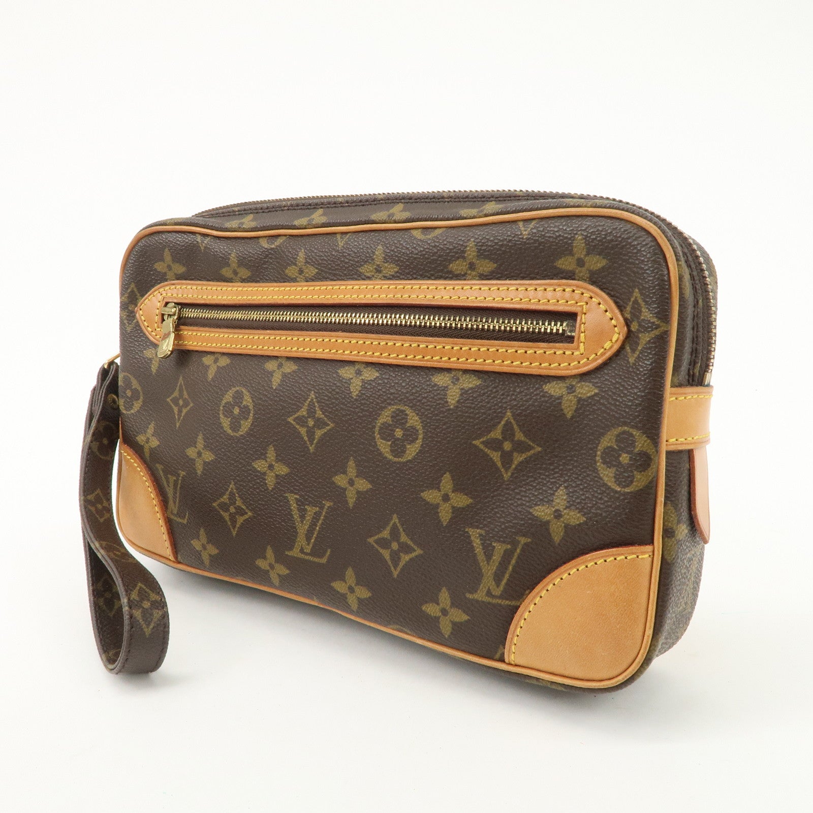 Louis Vuitton Monogram Marly Dragonne GM Clutch Bag Brown M51825 Used
