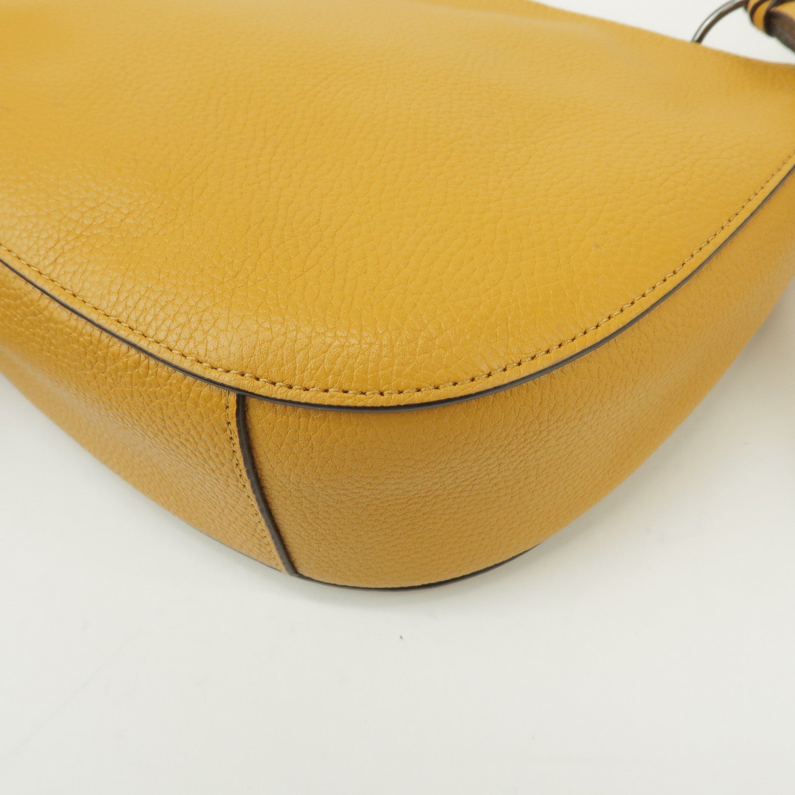 COACH Logo Leather 2Way Bag Shoulder Bag Hand Bag Yellow
