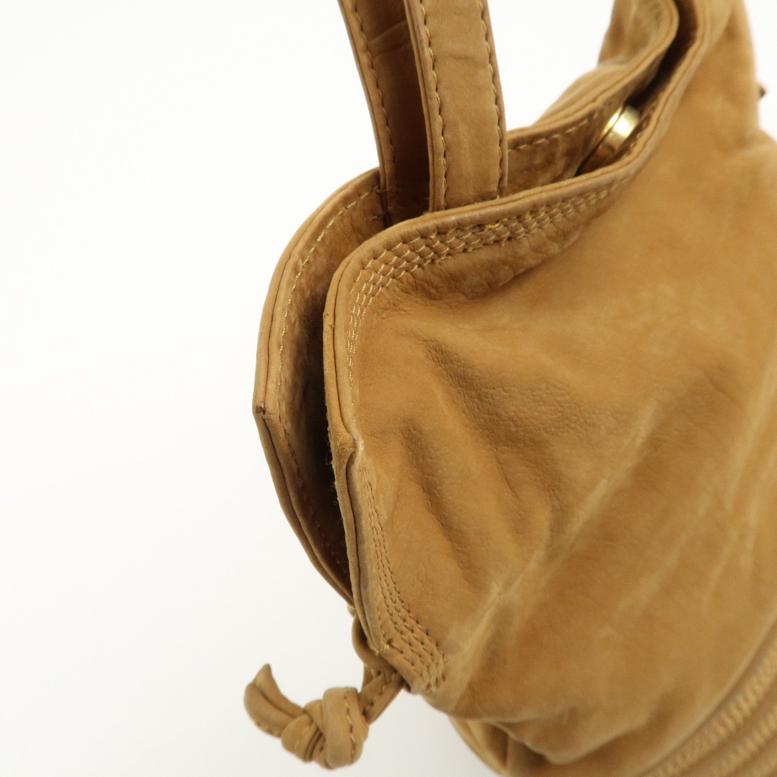LOEWE Anagram Suede Drawstring Hand Bag Brown