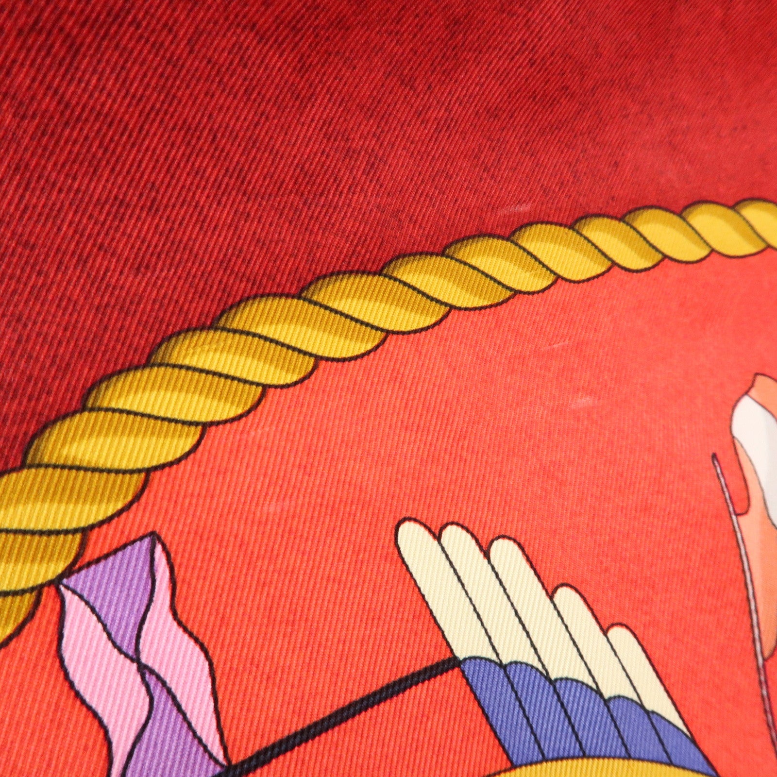 HERMES Carre 90 Silk 100% LES FOLIES DU CIEL Scarf Red Wine Red