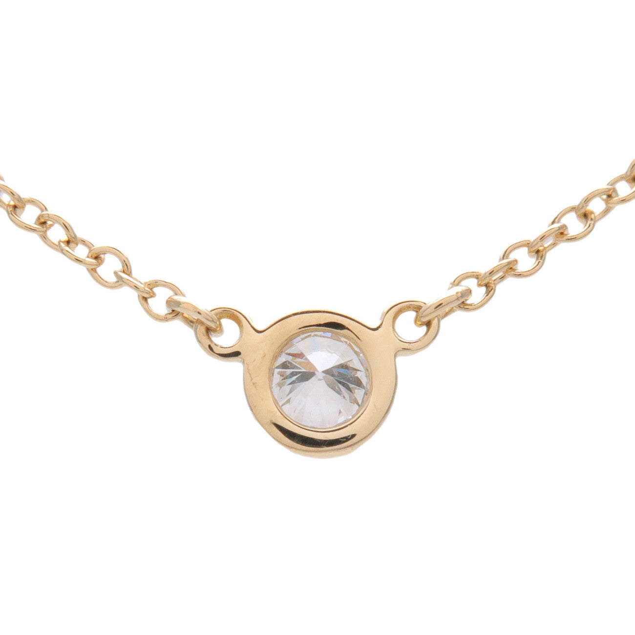 Tiffany & Co By The Yard 1P Diamond Necklace K18 750YG Yellow Gold