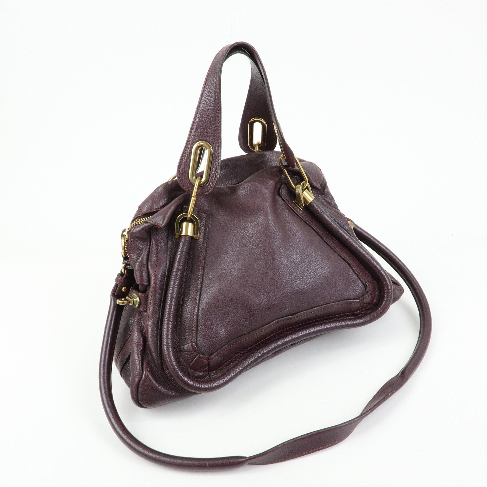 Chloe Paraty Leather 2Way Bag Shoulder Bag Hand Bag Purple