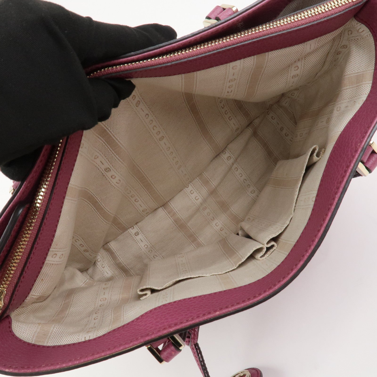 GUCCI Interlocking G Leather Tote Bag Shoulder Bag Purple 388561