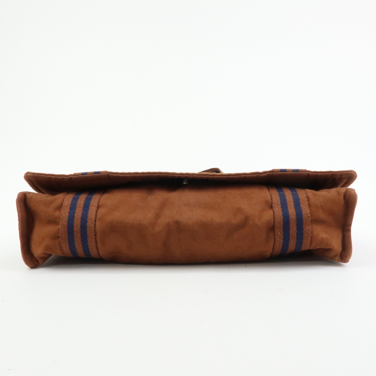 HERMES Basas MM Fourre Toute Cotton Canvas Shoulder Bag Brown