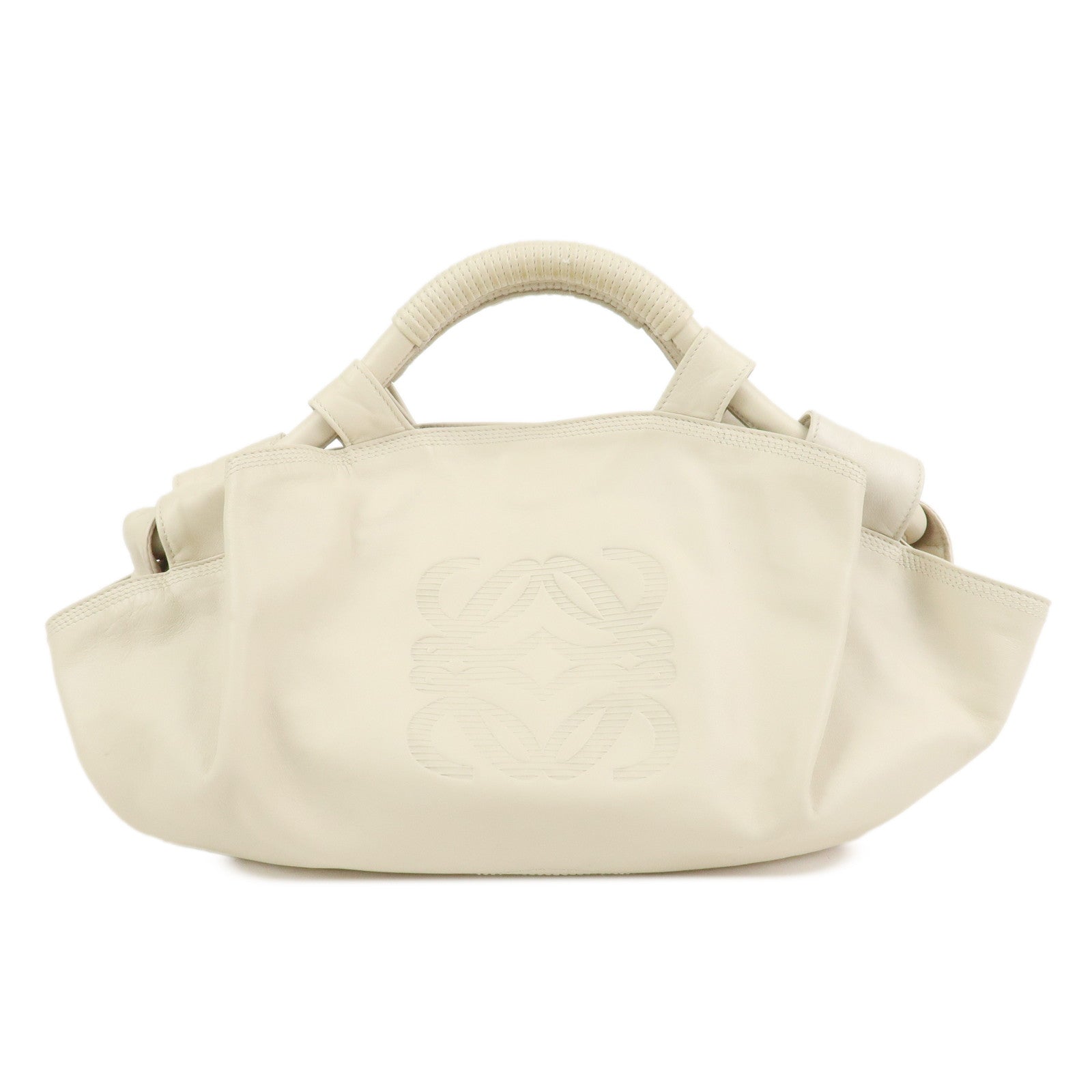 LOEWE Anagram Logo Nappa Aire Leather Hand Bag Ivory