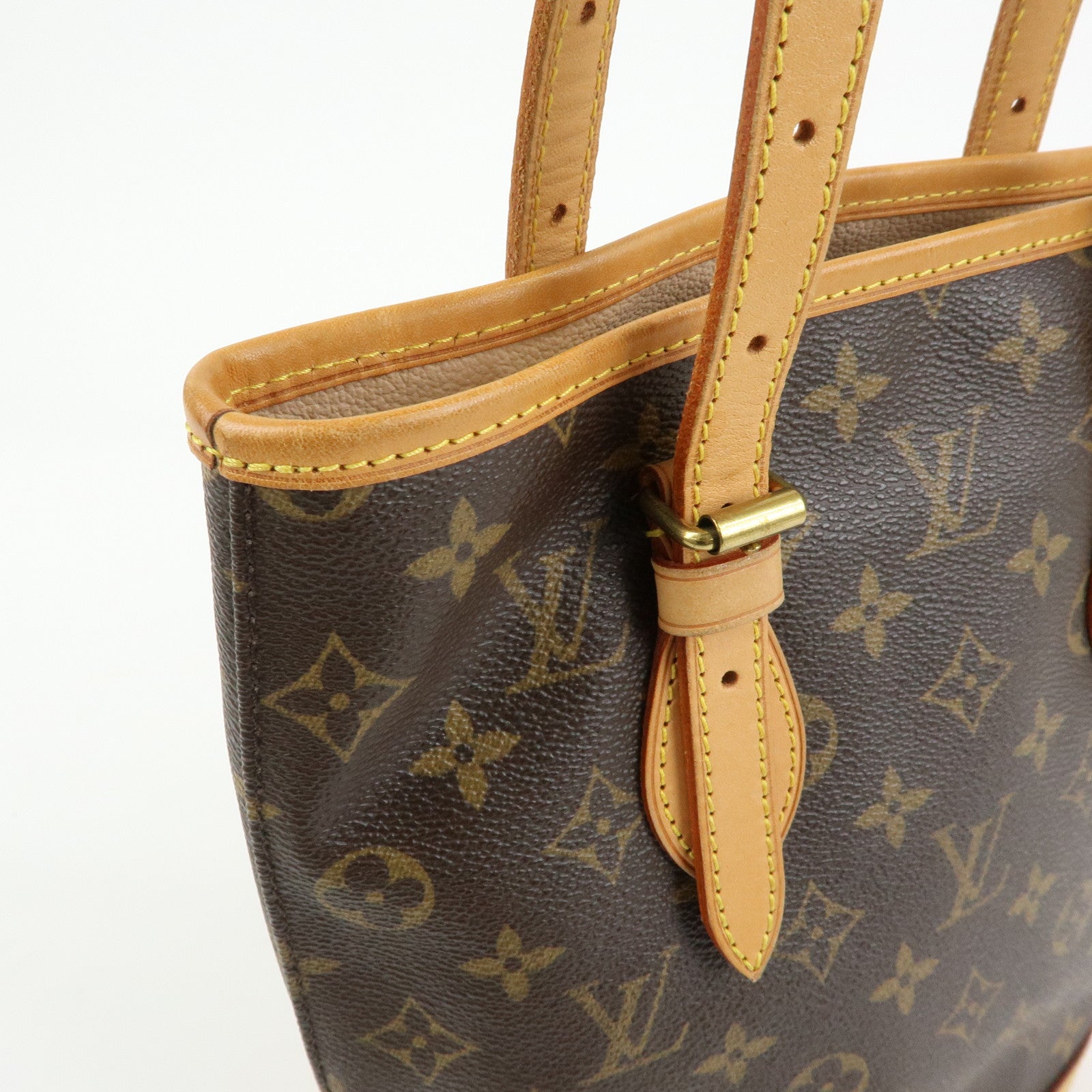 Louis Vuitton Monogram Canvas Bucket PM Hand Bag Brown M42238